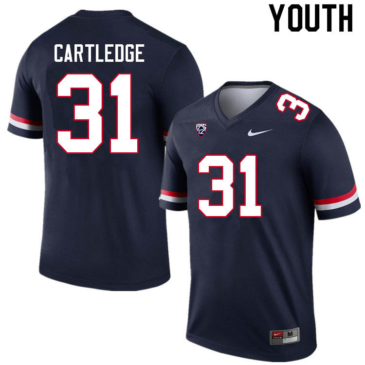 Youth #31 Trey Cartledge Arizona Wildcats College Football Jerseys Sale-Navy - Click Image to Close